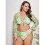 Damen Triangel-Bikini mit hohem Bund und modischem Batik-Design R&B