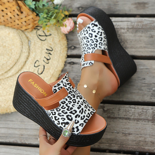Damen Wedge-Sandaletten mit animalischem Design und komfortablem Fußbett R&B