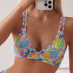 Damen Triangel-Bikinioberteil im verspielten Paisley-Design mit sportlichen Trägern R&B