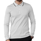 Herren nan langärmeliges Piqué-Poloshirt mit Kontrastpaspel am Kragen und Bündchen R&B