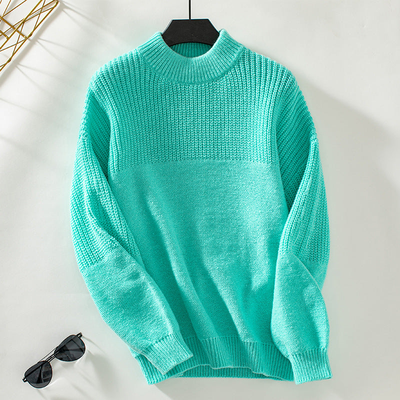 Damen lässiger Pullover mit hohem Kragen und modernem Strukturstrick R&B