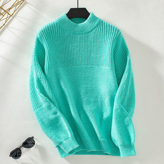 Damen lässiger Pullover mit hohem Kragen und modernem Strukturstrick R&B