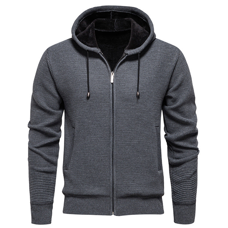 Herren moderne Kapuzenjacke mit strukturierter Oberfläche und weichem Innenfutter R&B