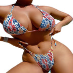 Damen Triangel-Bikini mit verstellbaren Bändern und modischem Rüschendesign R&B