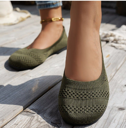 Damen Ballerinas mit elastischem Strickdesign und rutschfester Sohle R&B