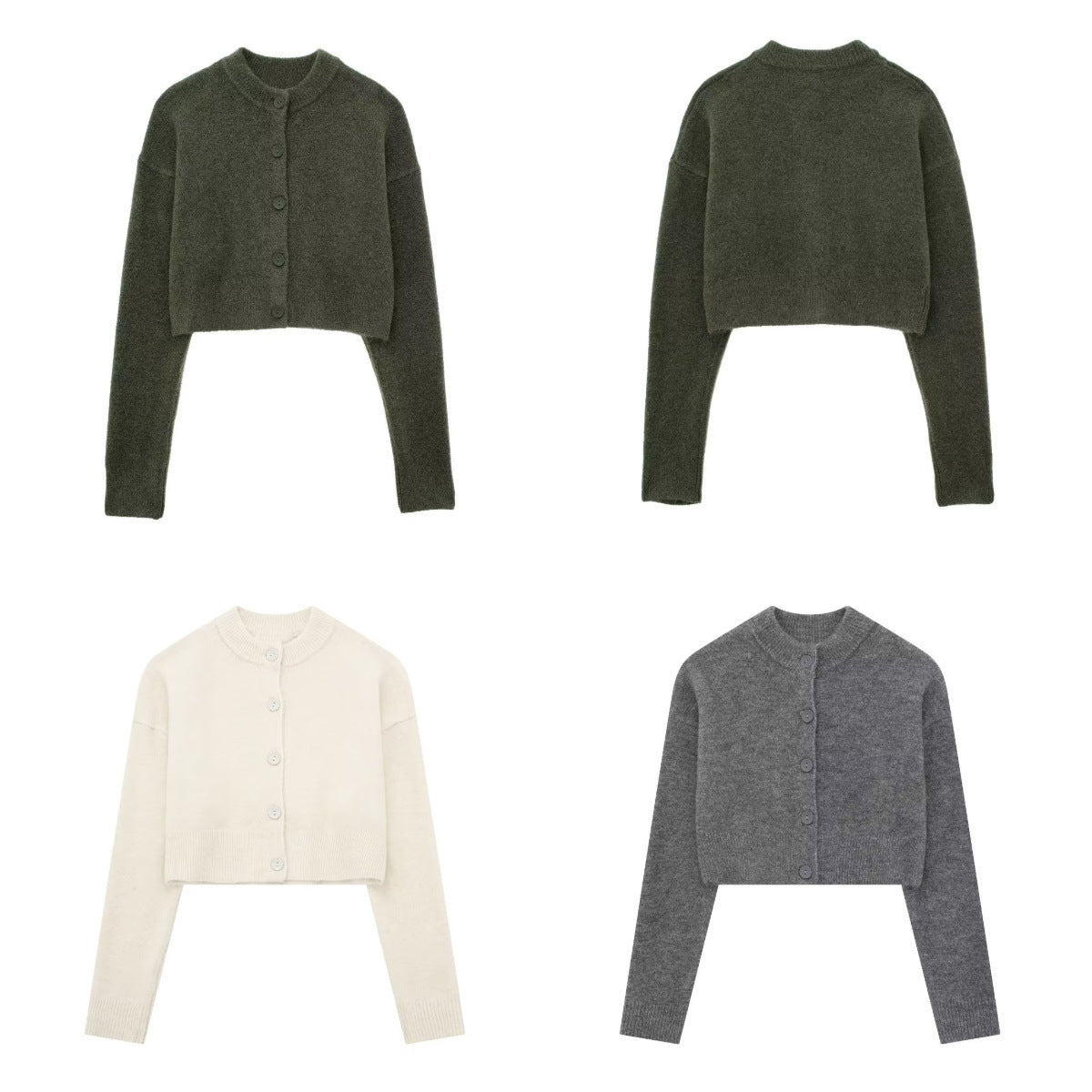 Damen cropped Strickjacke mit eleganten Knopfdetails R&B