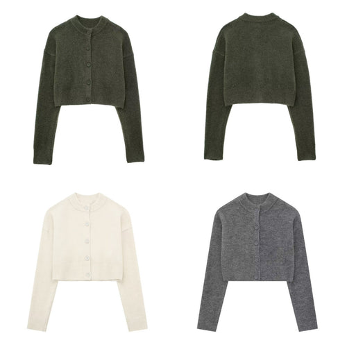 Damen cropped Strickjacke mit eleganten Knopfdetails R&B