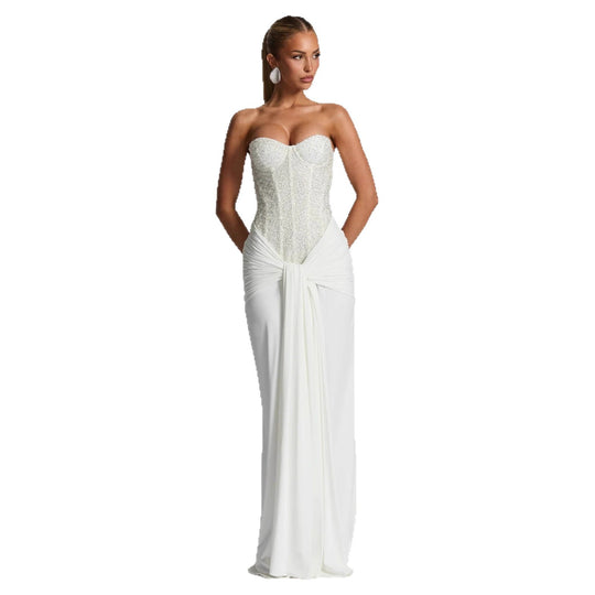 Damen Strapless Glamour- Abendkleid mit drapierter Taille R&B