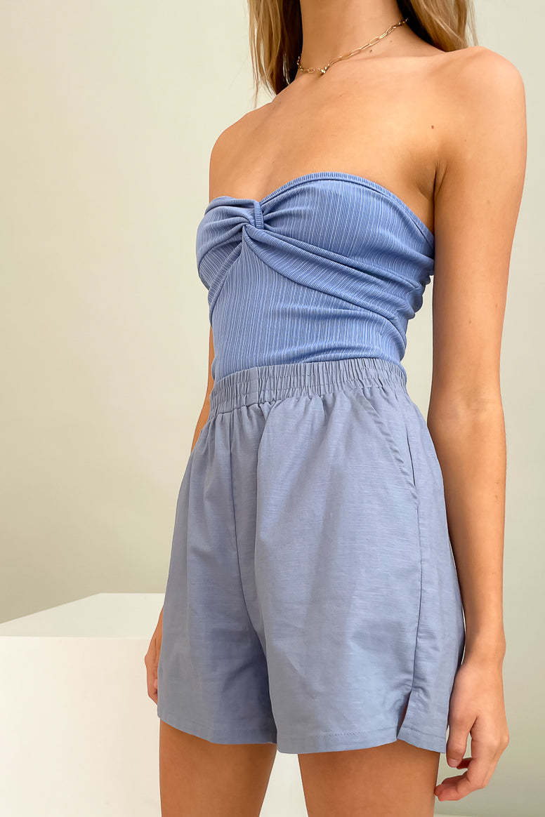 Damen Hochgeschlossenes Bustier-Oberteil mit gerafftem Knoten R&B