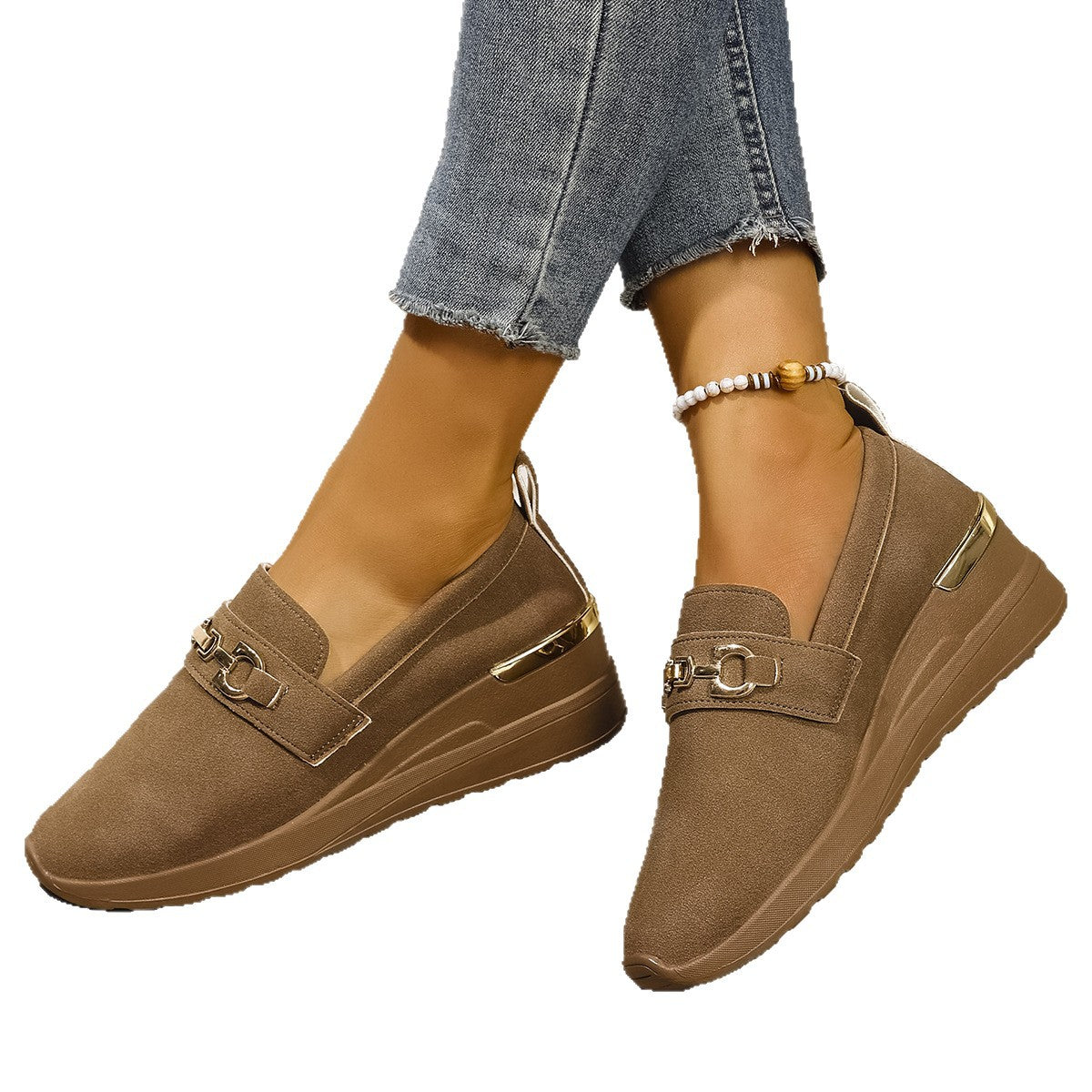 Damen Slip-On Sneakers mit modischem Dekor und dämpfendem Fußbett R&B