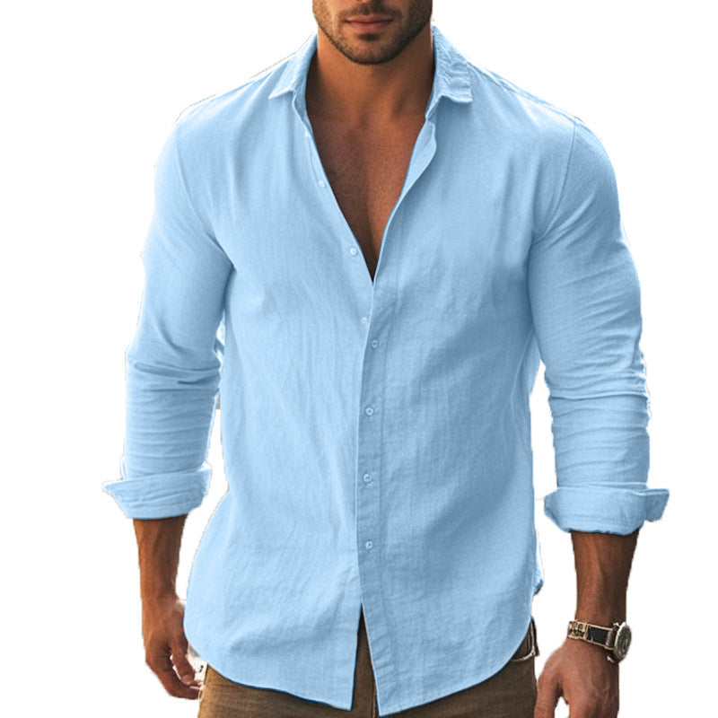 Herren Elegantes Langarmhemd mit modernem Kragen und hochwertiger Baumwollstruktur R&B