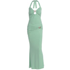 Damen Elegantes Maxikleid mit Halterneck und figurbetontem Design R&B