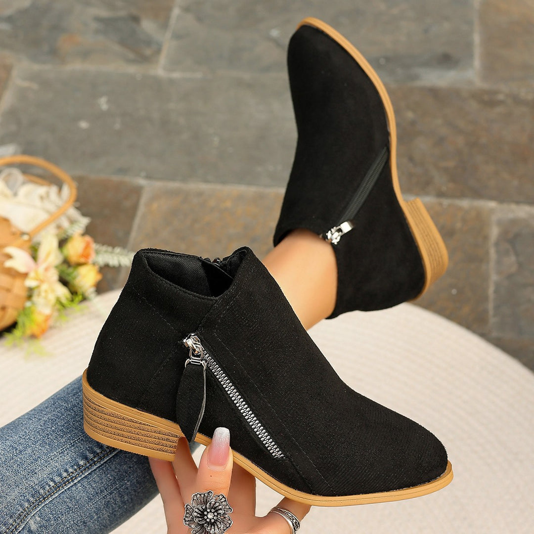 Damen Modische Ankle Boots mit elegantem Reißverschluss und bequemer Sohle R&B