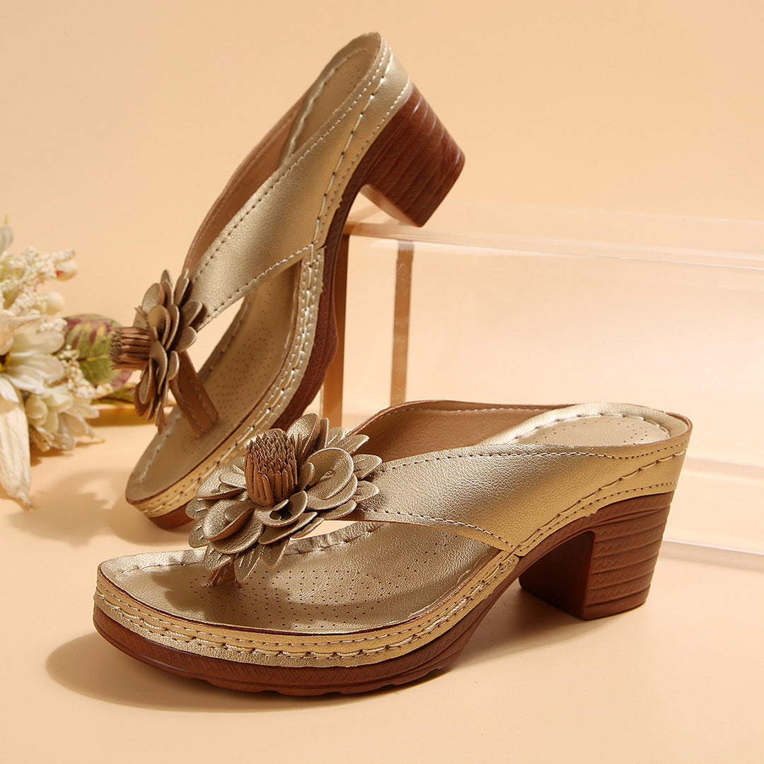 Damen komfortable Zehenstegsandalen mit floralem Dekor und rutschfester Sohle R&B