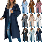 Damen eleganter Trenchcoat mit doppelt Reihe Knopfverschluss und Taillengürtel R&B