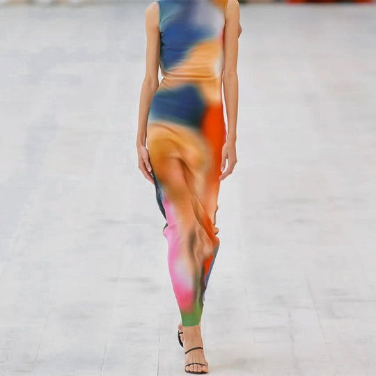 Damen Maxikleid im modernen Farbverlauf mit figurbetonter Passform R&B
