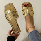 Damen Komfortable Slip-On Sandalen mit trendiger Kroko-Prägung R&B