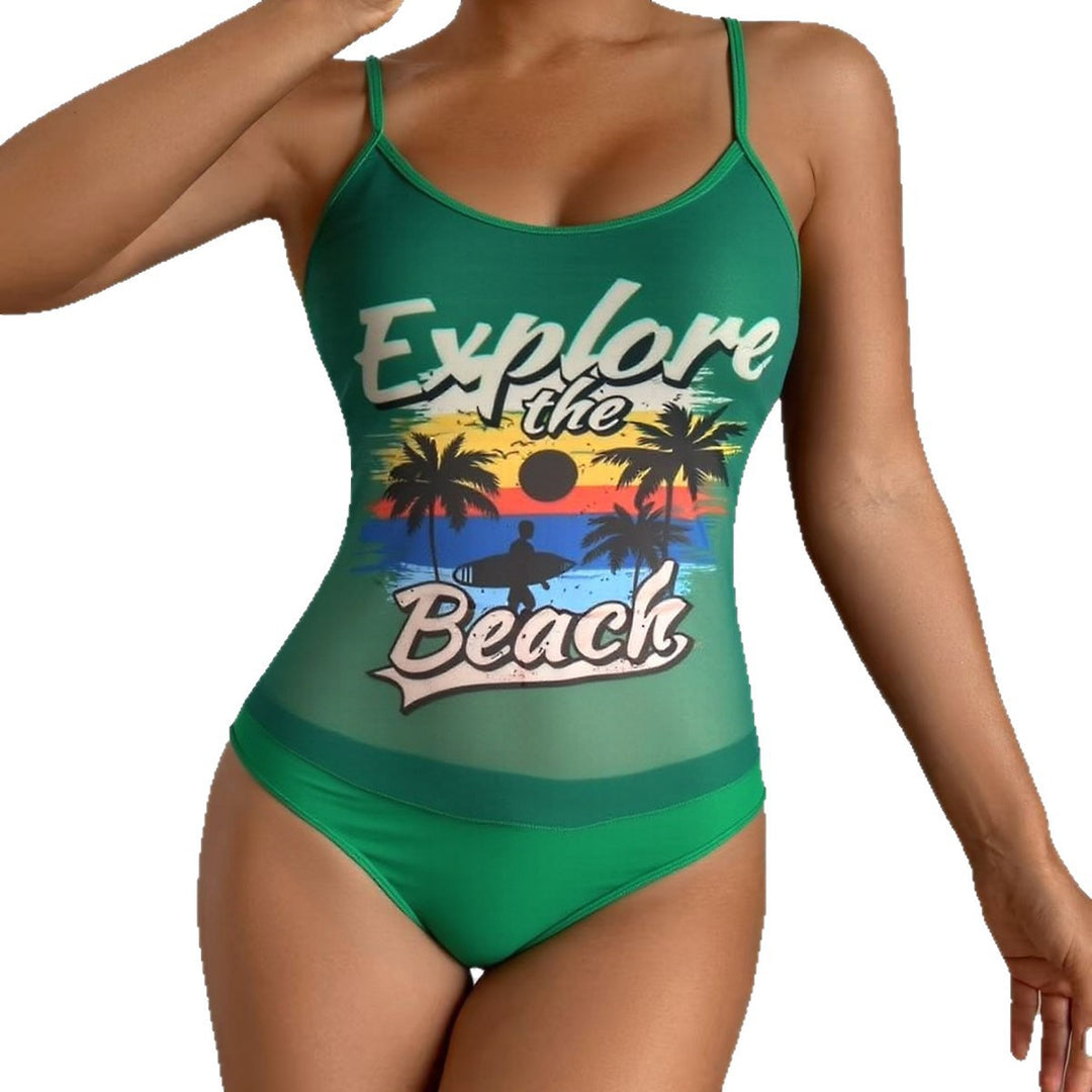Damen Einteiliger Badeanzug mit trendigem Grafikdesign R&B