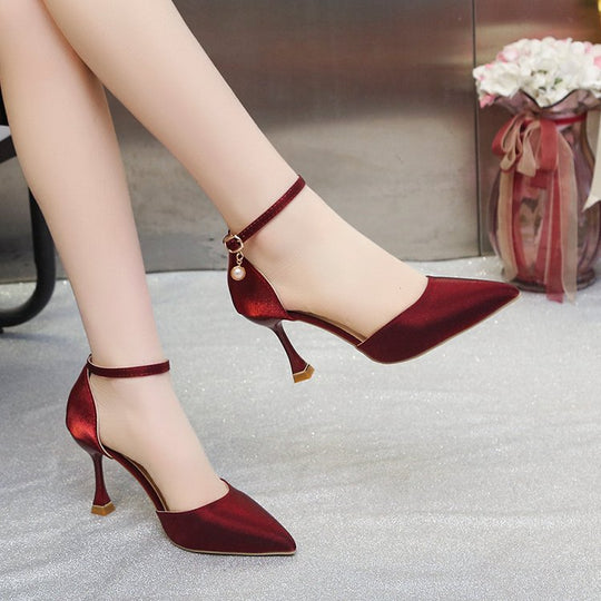 Damen elegante Spitzen Hochhackige Schuhe mit zierlichen Riemen R&B