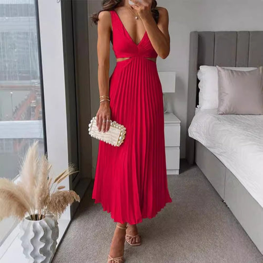 Damen Elegantes Maxikleid mit V-Ausschnitt und raffinierten Drapierungen R&B