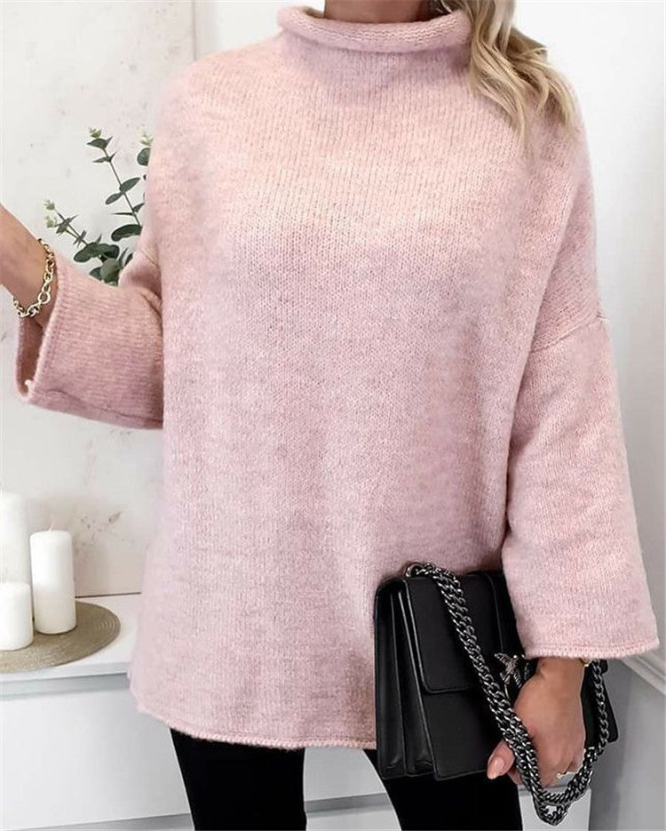 Damen großzügig geschnittener Strickpullover mit weitem Bündchen und modischem Schnitt R&B