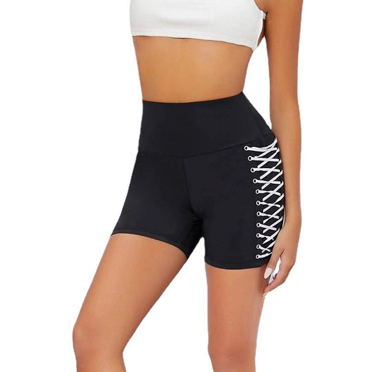 Damen Hochtaillierte Trainingsshorts mit dekorativem Schnürdesign R&B