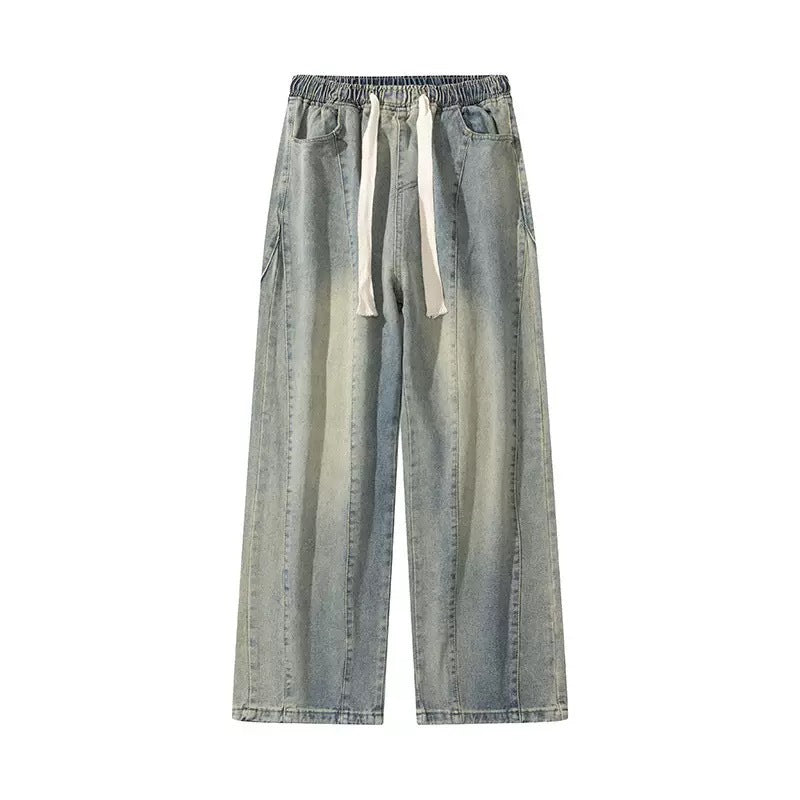 Herren weite Denim-Hose im urbanen Stil mit lässigem Schnitt und bequemem Gummizug