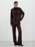 Damen Modisches Strickensemble mit hohem Kragen und weitem Schnitt R&B