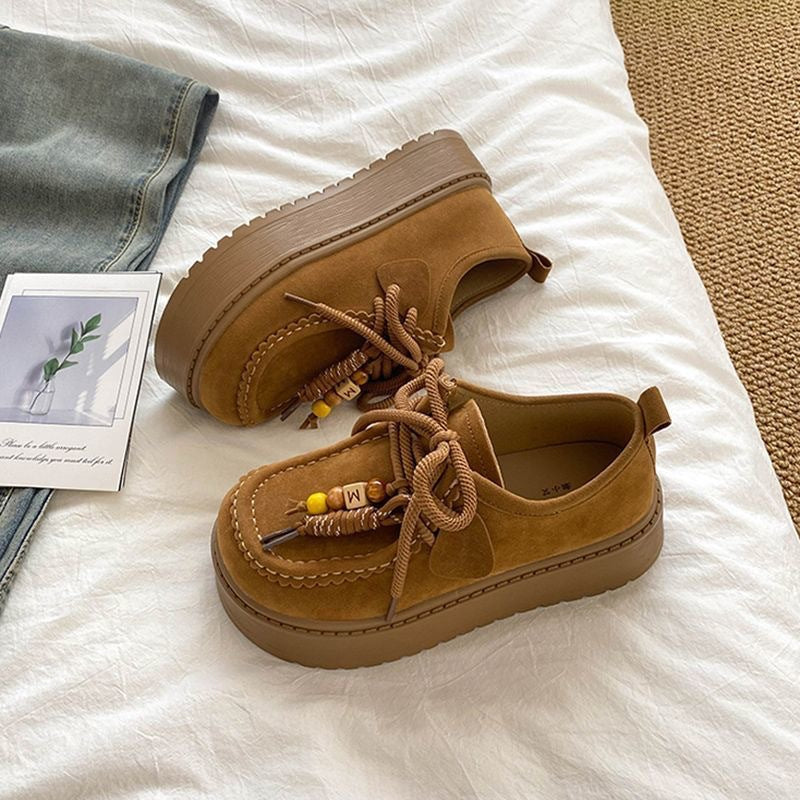 Damen Plattform Sneakers mit lässigem Wildleder-Obermaterial