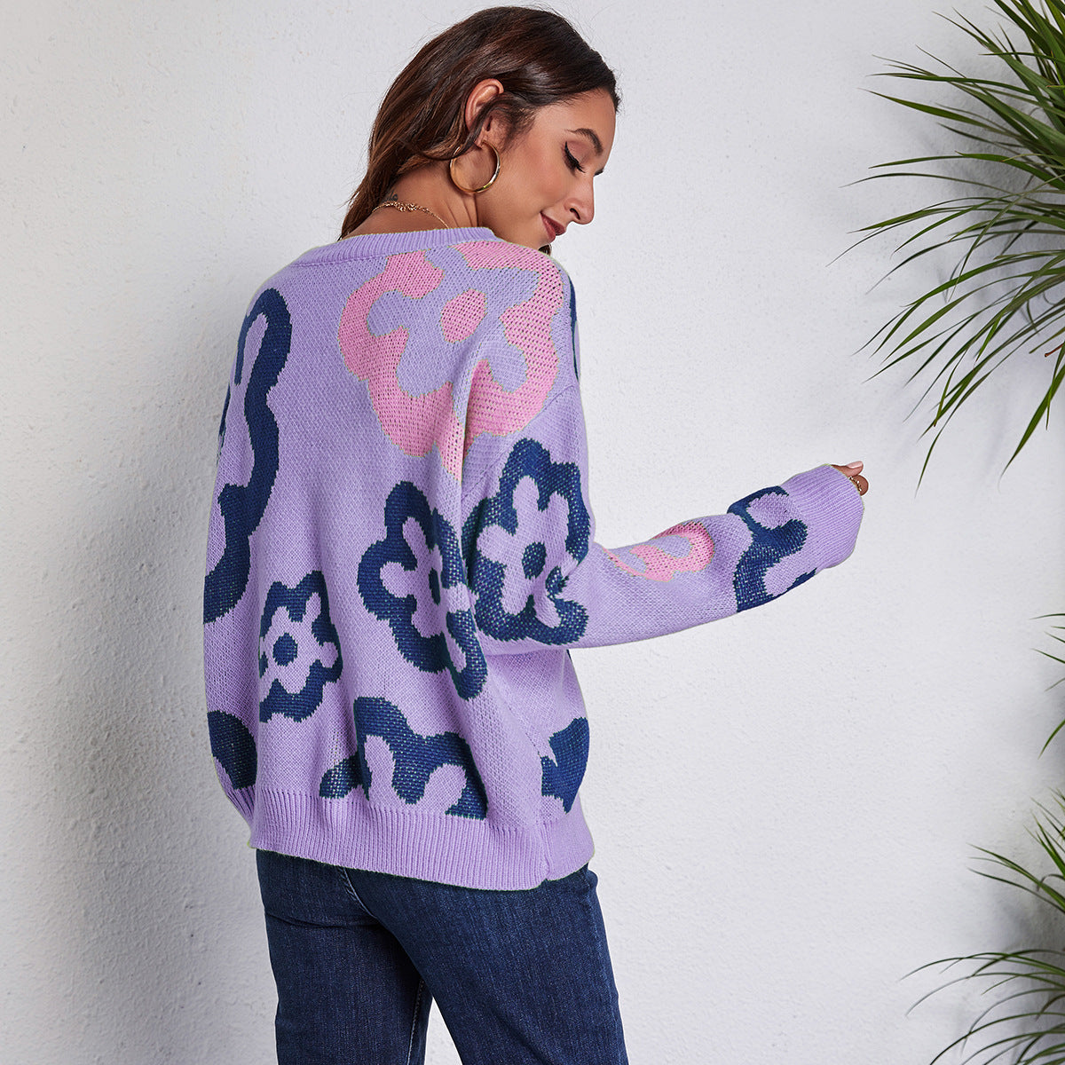 Damen Sweatshirt mit floralem Muster und komfortablem Schnitt R&B