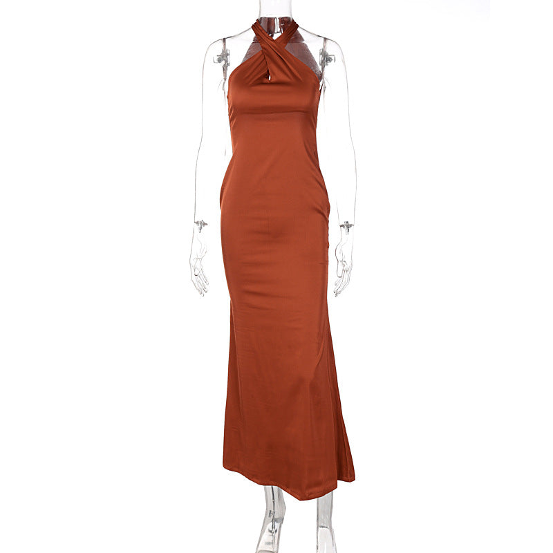 Damen Elegantes Wickelmaxikleid mit schmalen Trägern und figurbetontem Schnitt R&B