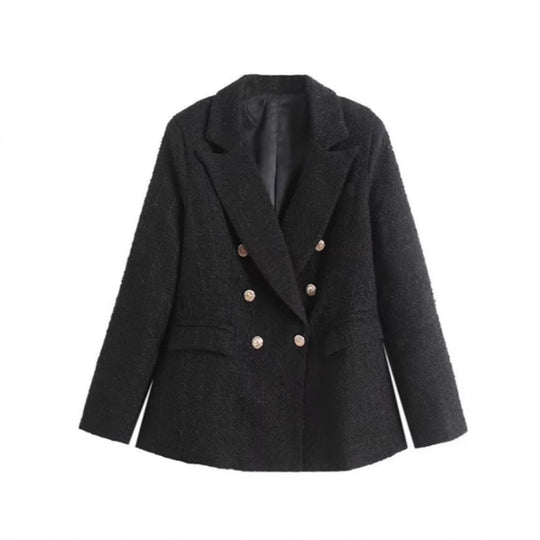 Damen Tweed Blazerjacke mit doppelter Knopfleiste und elegantem Schnitt R&B