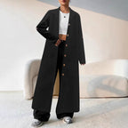 Damen Modischer Maxi-Mantel mit aufgesetzten Taschen und klassischen Knopfdetails R&B