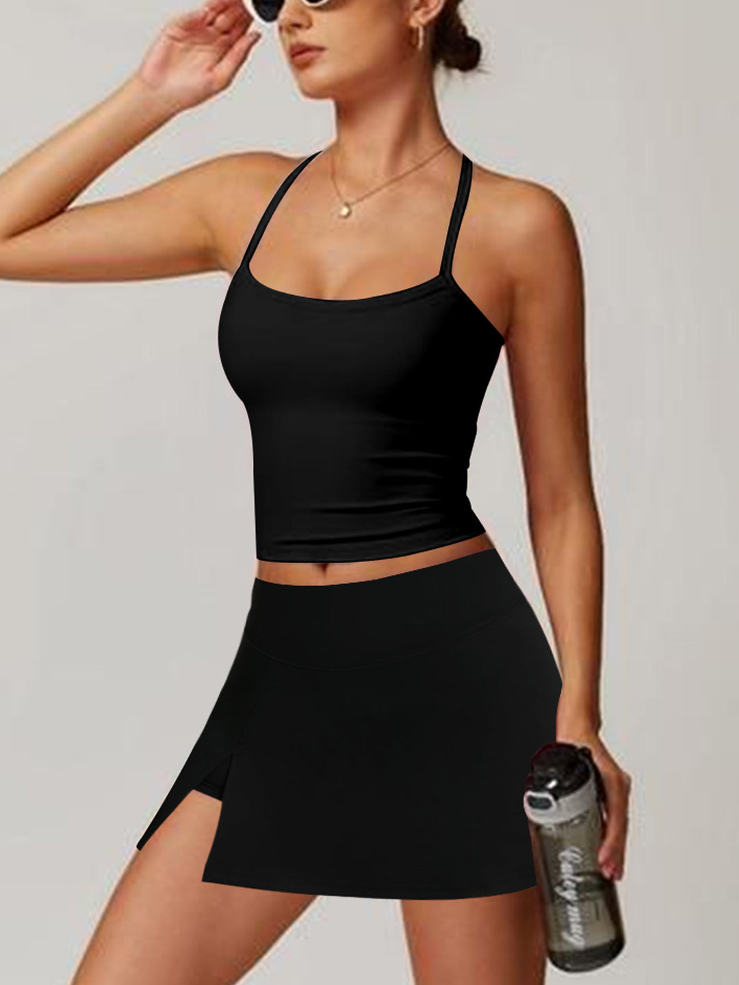Damen Sportliches Tanktop mit kombiniertem Minirock R&B