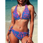 Damen Triangel-Bikini mit floralem Muster und verstellbaren Bändern R&B