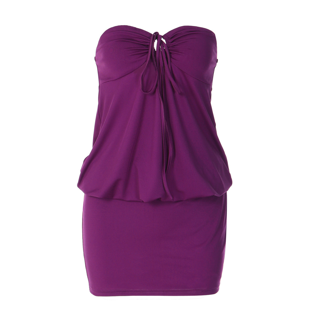 Damen Strapless Strandkleid mit verstellbaren Trägern und Raffungen R&B