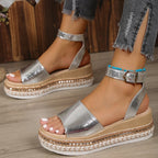 Damen Glitzernde Plateau-Sandalen R&B