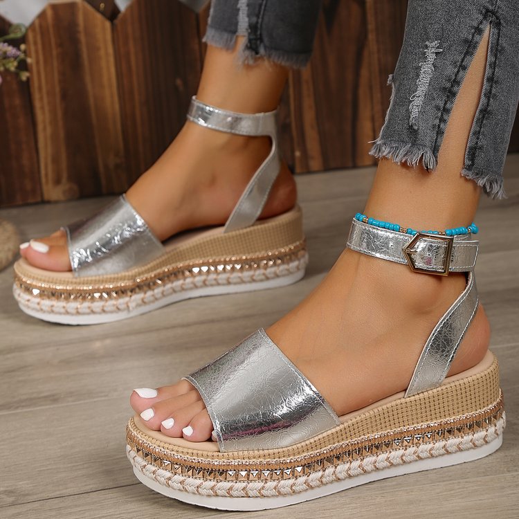 Damen Glitzernde Plateau-Sandalen R&B