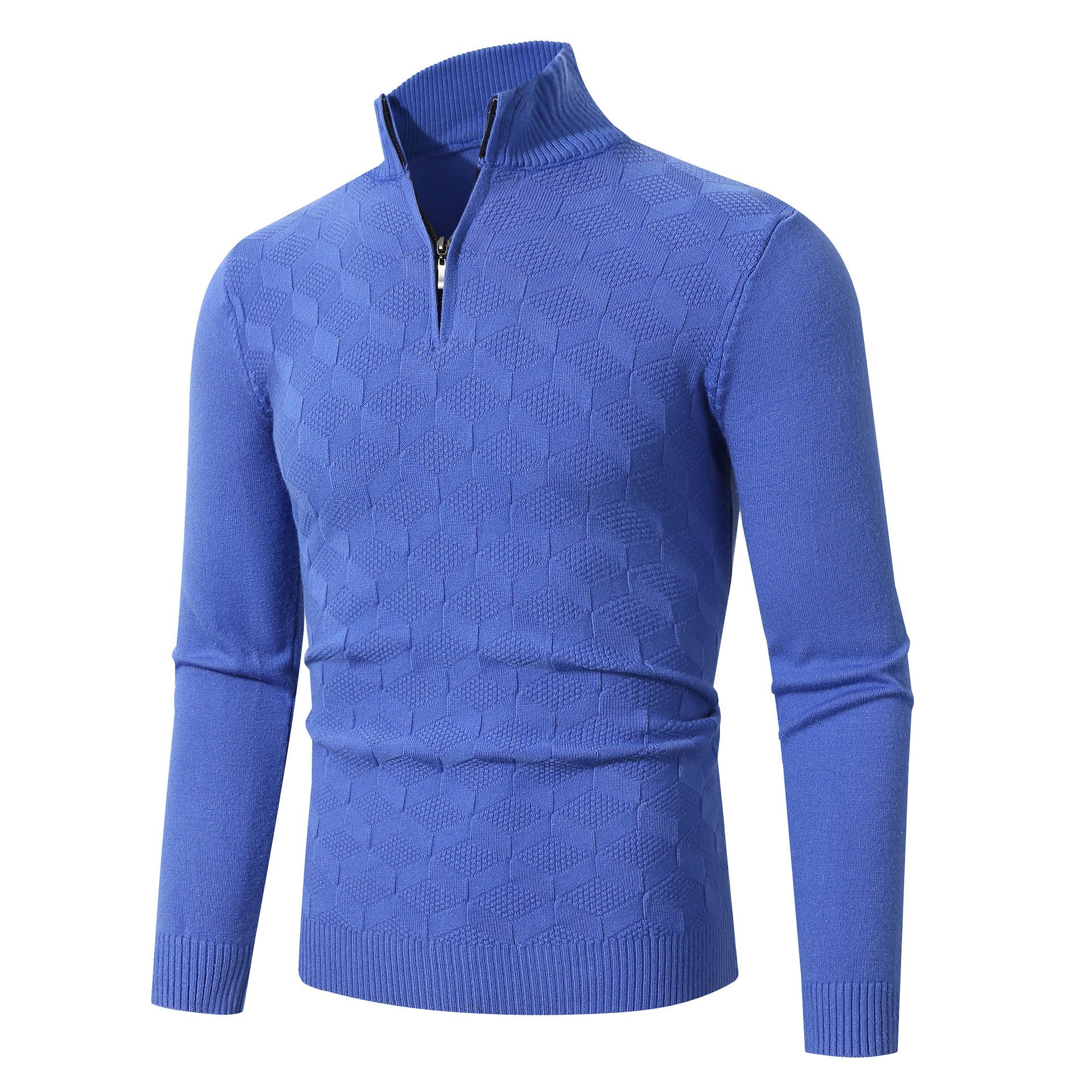 Herren modischer Strickpullover mit halbem Reißverschluss und strukturiertem Design R&B