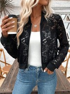 Damen Spitzenoptik Bomberjacke R&B