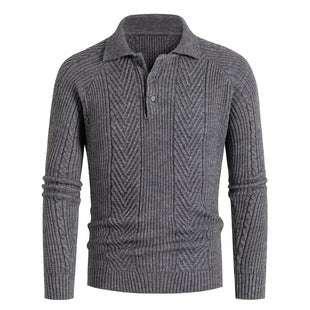 Herren Strickpullover mit klassischem Rautenmuster und Knopfleiste R&B