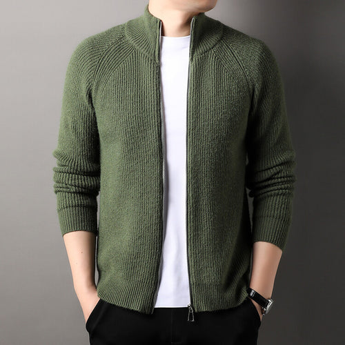 Herren Strickjacke mit hohem Kragen und unauffälligem Reißverschluss R&B