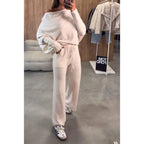Damen bequeme Loungewear aus weichem Strickmaterial mit weitem Schnitt R&B