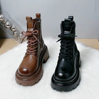 Damen Fashion-Stiefeletten mit hohem Blockabsatz und robustem Sohlenprofil