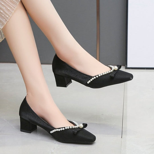Damen elegante Pumps mit dekorativer Perlenverzierung R&B