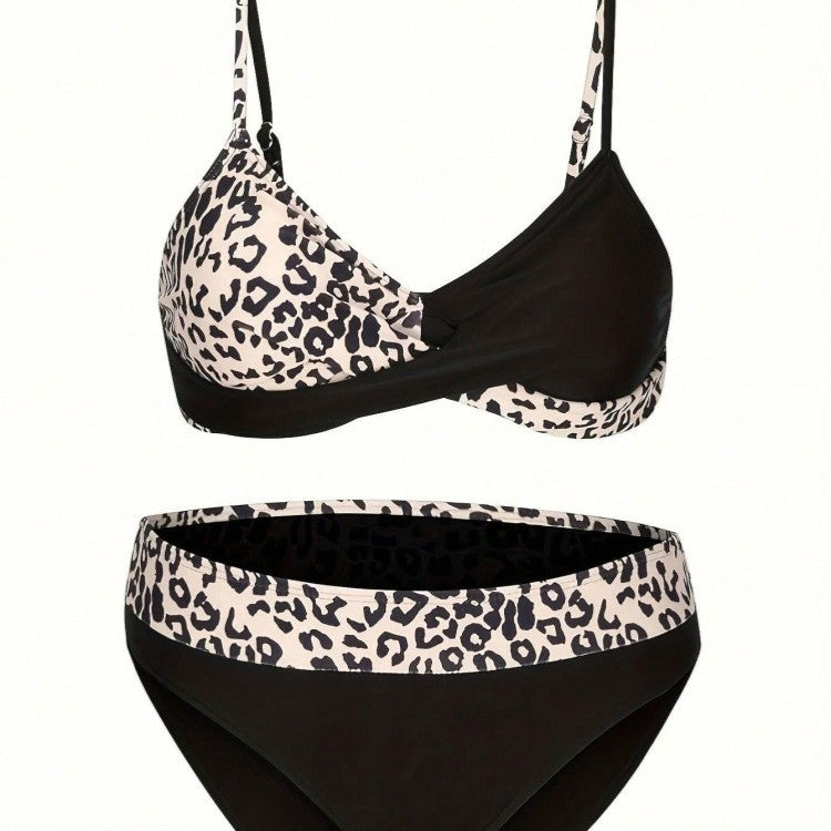 Damen Bikini-Set mit modischem Leopardenmuster und bequemen Trägern R&B