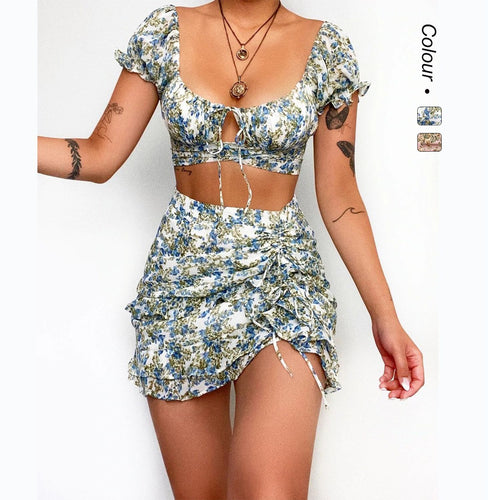 Damen Crop-Top und Minirock Set R&B