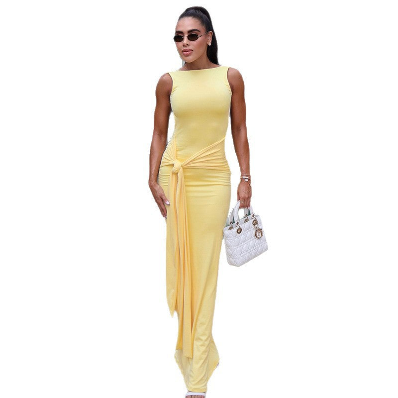 Damen Maxikleid mit raffiniertem Knoten-Design und seitlichen Cut-Outs R&B
