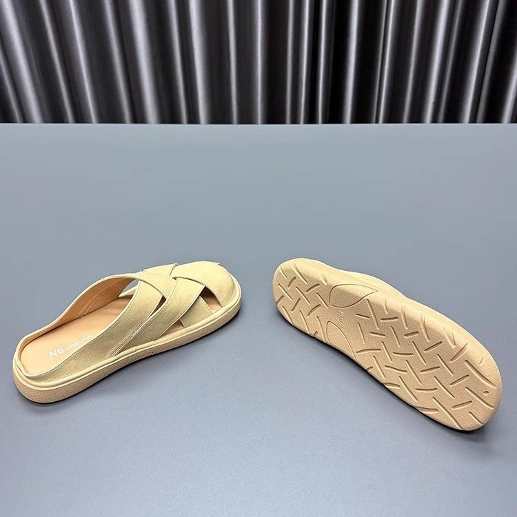 Damen trendige Clogs mit kreuzverzierten Riemen und weichem Innenfutter R&B