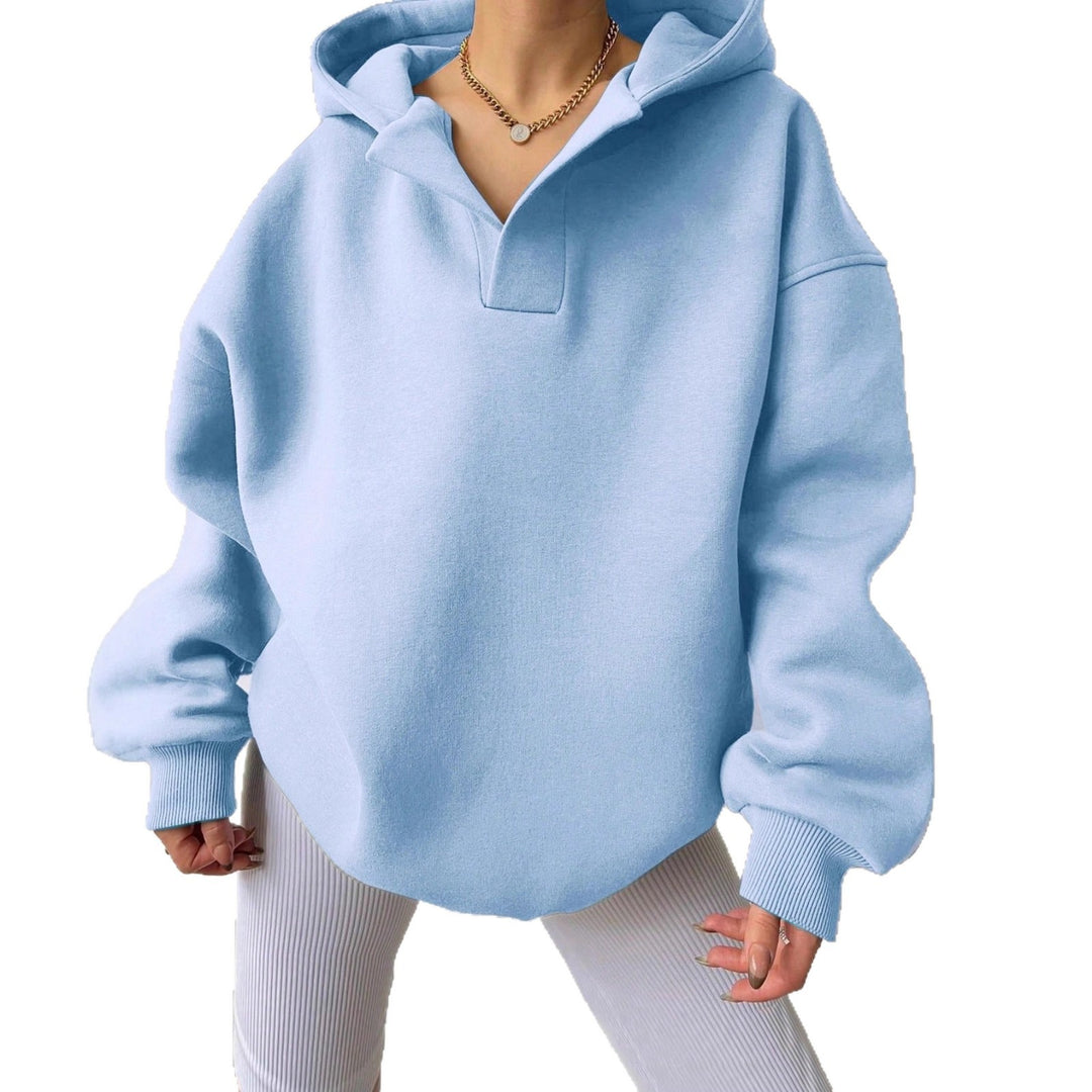 Damen Oversized Kapuzensweatshirt mit lässigem Stehkragen und langen Ärmeln R&B